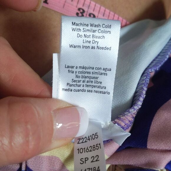 Venus criss cross tie back tank top, stretchy, abstract zebra print, purple S - Picture 6 of 7